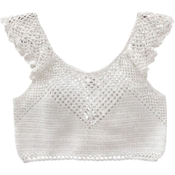 Forever 21 Tops - $20 EUC FOREVER 21 crochet tank shirt top M cream crochet summer daze surf layer